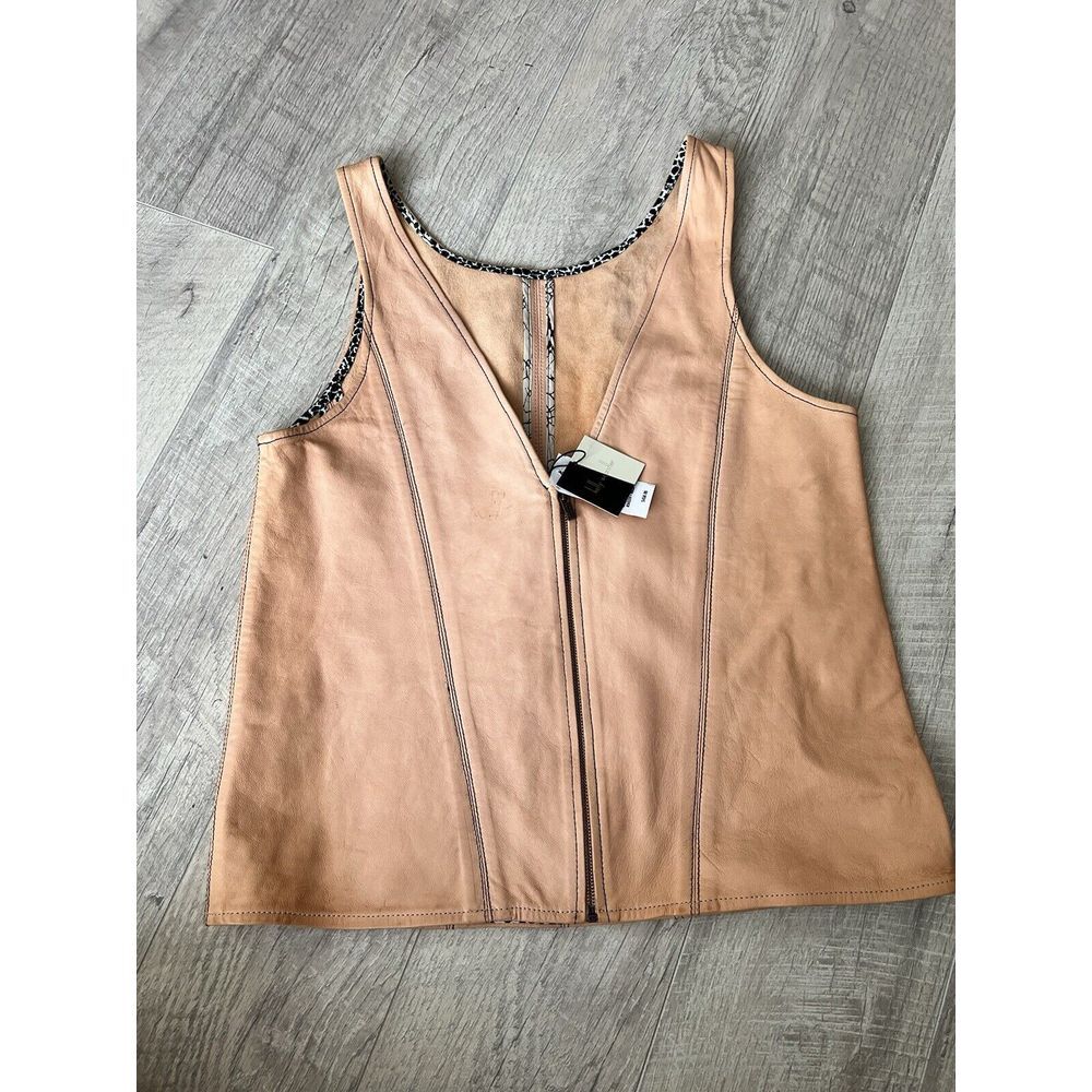 Kelly Wearstler Leather Vest Zipper Peach Size 6 Suede